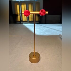 Stylish Red Earrings with Textured Design